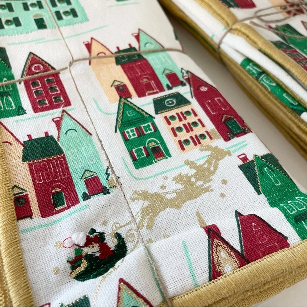 SET of 8 Holiday Napkins by Coton Colors